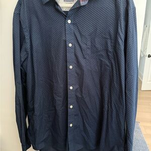 Men's Van Heusen Navy Blue Patterned Dress Shirt (slim fit) XXL